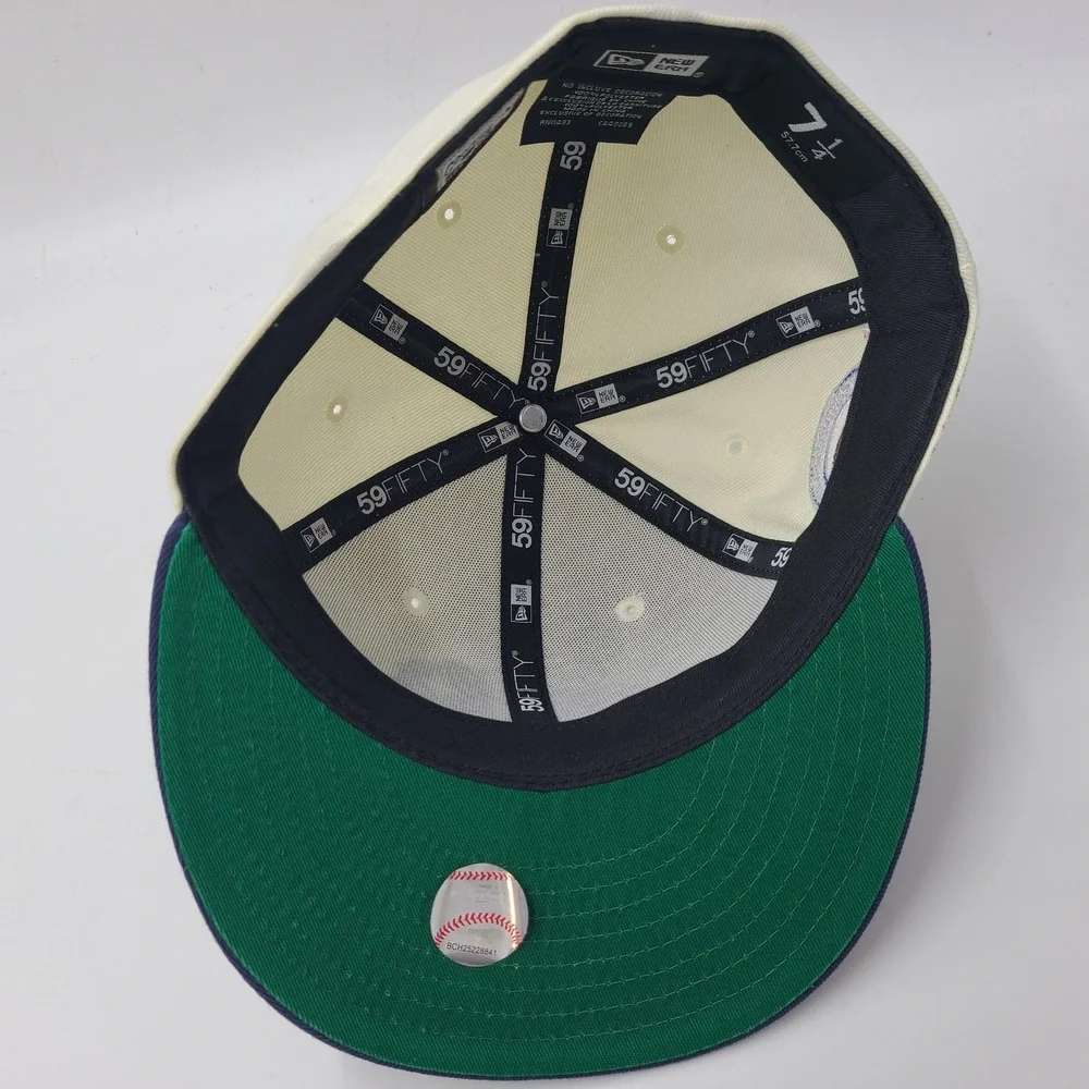 Chicago Cubs Hat Fitted 7 1/4 New Era 59Fifty Cream Wrigley Field 100 Year Patch